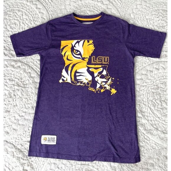Majestic LSU Purple and Gold Eye of The Tiger Medium Women's T-Shirt - Picture 1 of 8